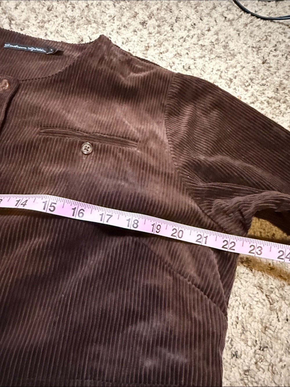 Dark Brown Corduroy Button-Front Women's Coat - Picture 4 of 6